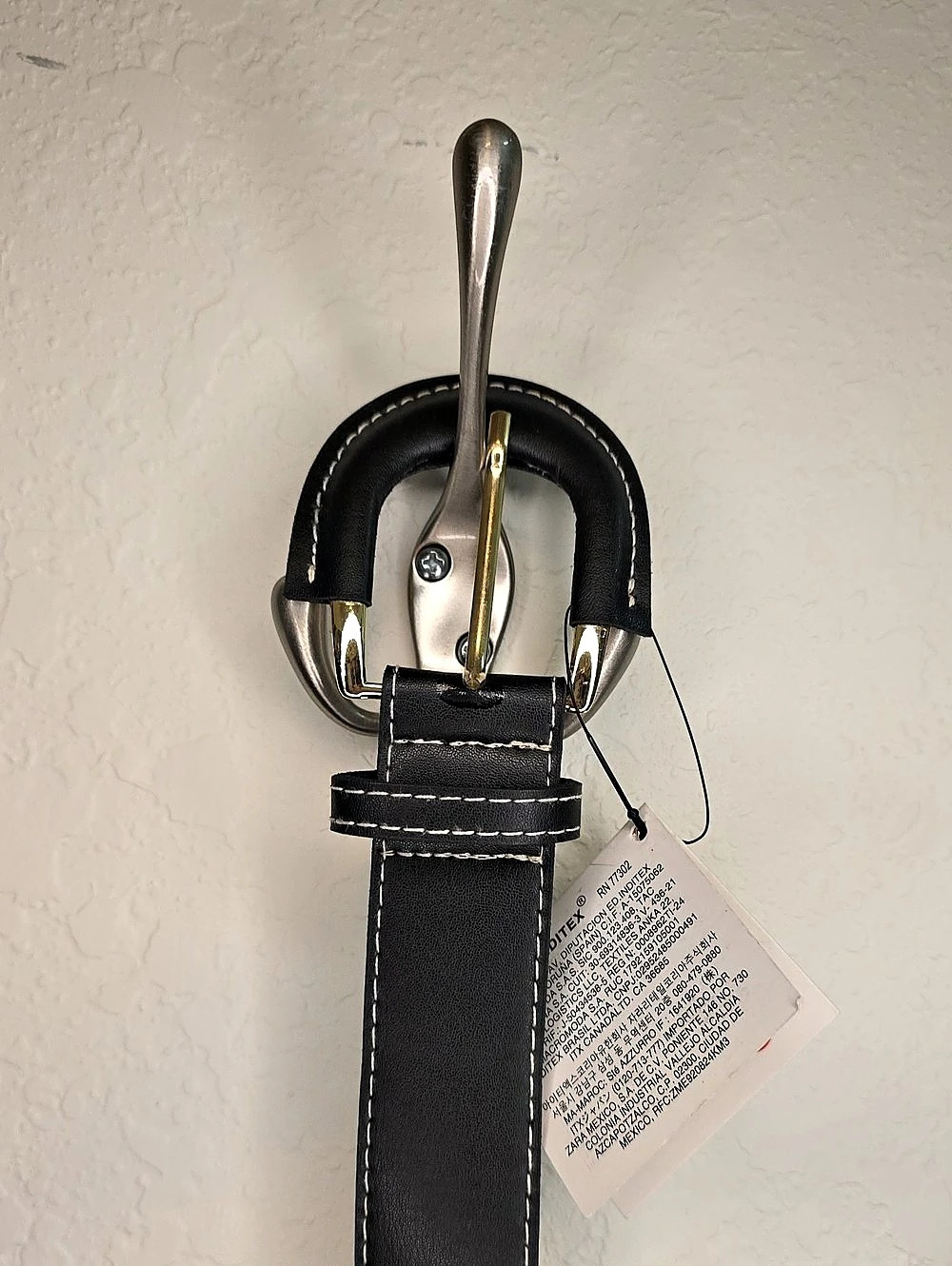 Zara Black Belt with Contrast Stitching